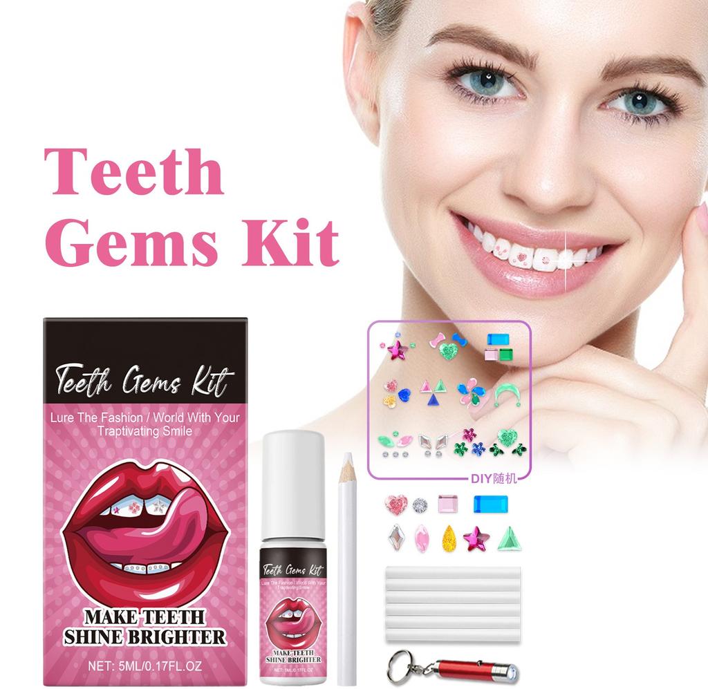 Tooth KitTeeth Jewelry Kit With Glue And LightTooth Kit For TeethDIY Tooth KitFashionable Crystal For Teeth Sweet Smile5ML