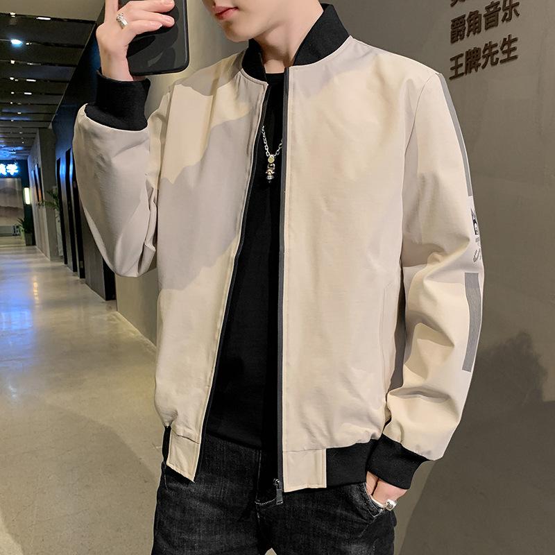 Baseball Collar Jacket Men's Spring Trendy Loose Baseball Uniform Jacket Green Simple Versatile Casual Top
