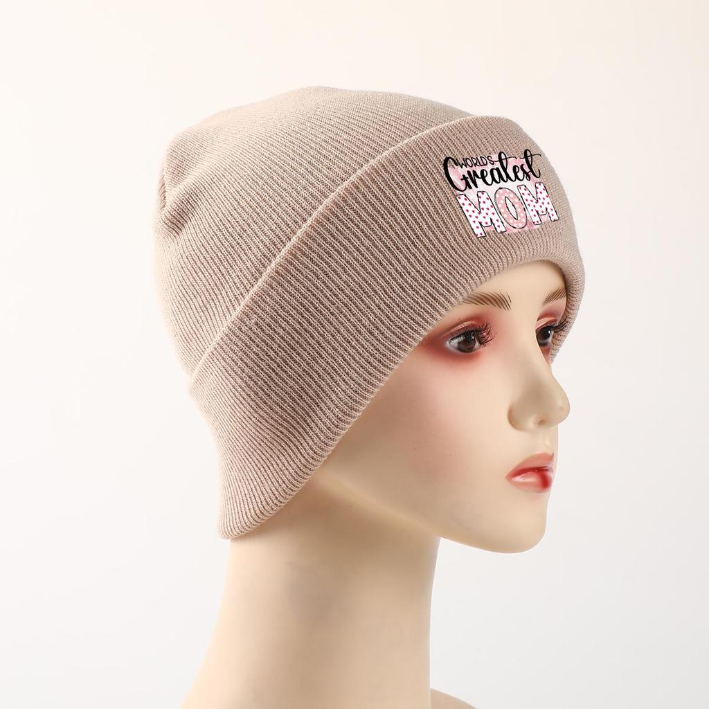 Greatest MOM" Warm Knitted Hat Beanie, Mother Man Cap Cancer Chemo Cuff Trendy Headwear Knit Cap Beanie