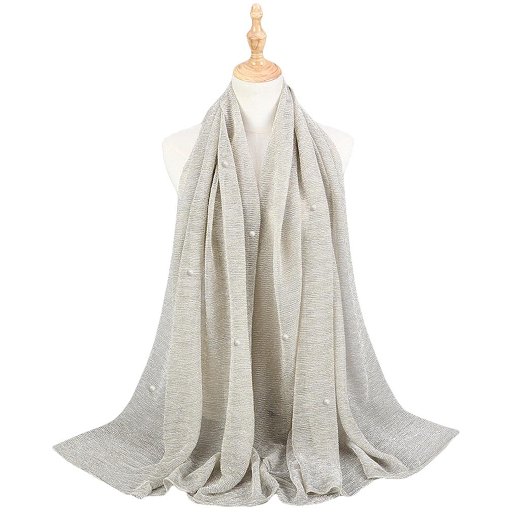 Женский элегантный плиссированный шарф-шаль, легкий дышащий шарф с бусинами, универсальная солнцезащитная шаль для повседневного использования/вечеринки