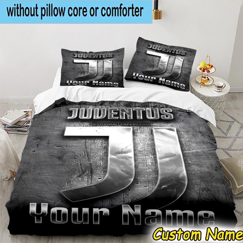 Custom Name Juventus FC Bedding Set 3PCS Duvet Cover Closure Includes 1 Duvet Cover & 2 Pillowcases for All Seasons Bedroom Decor