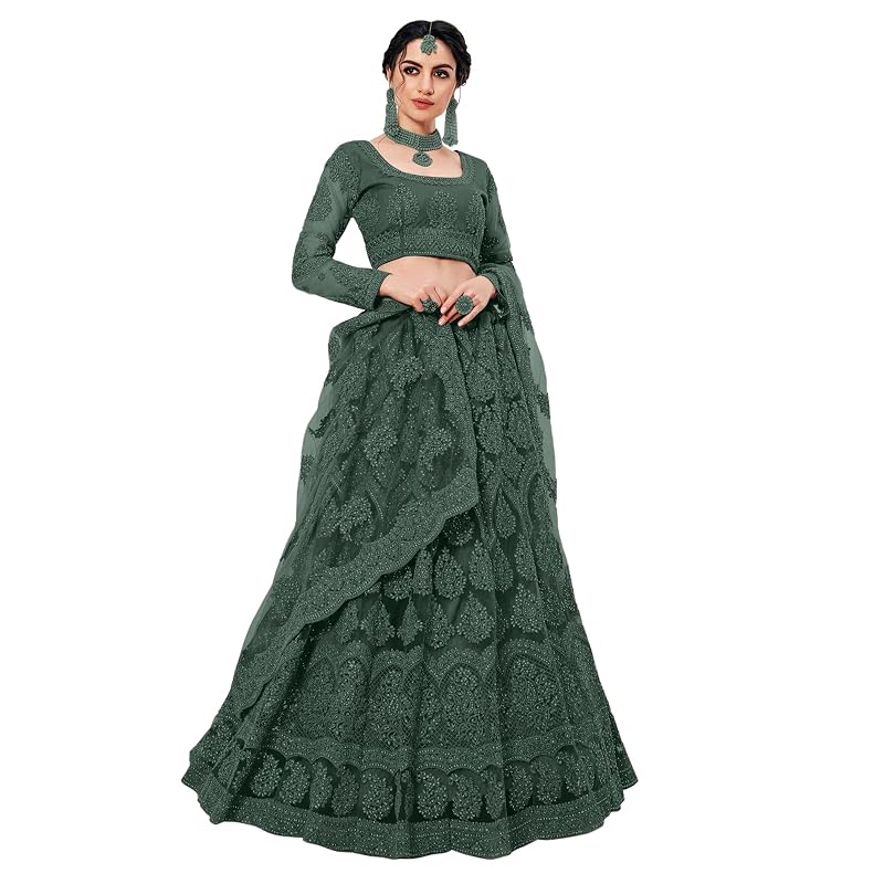Patlani Letest Design Chain Embroderied With Stone Work Woman Flered Lehenga Choli. (Semi Stitched)