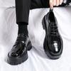 Классические черные корейские туфли с большой головкой из кожи с толстым крокодиловым узором, мужская повседневная обувь, модная мужская рабочая обувь