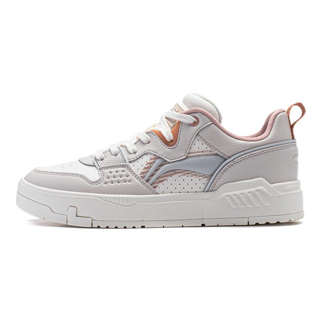 Li Ning Common 80-е Синтетическая кожа Нескользящая Амортизация Низкие Кеды для Скейтборда Женские Серый Белый AGCU008-2