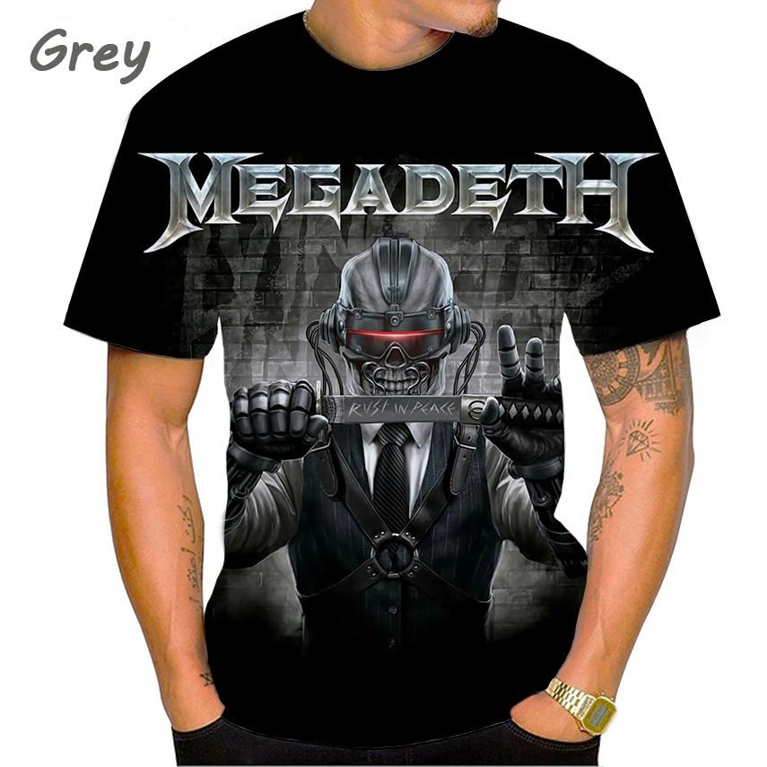 Летняя новая мода Megadeth 3D печать повседневная мужская круглая горловина короткий рукав топы футболка