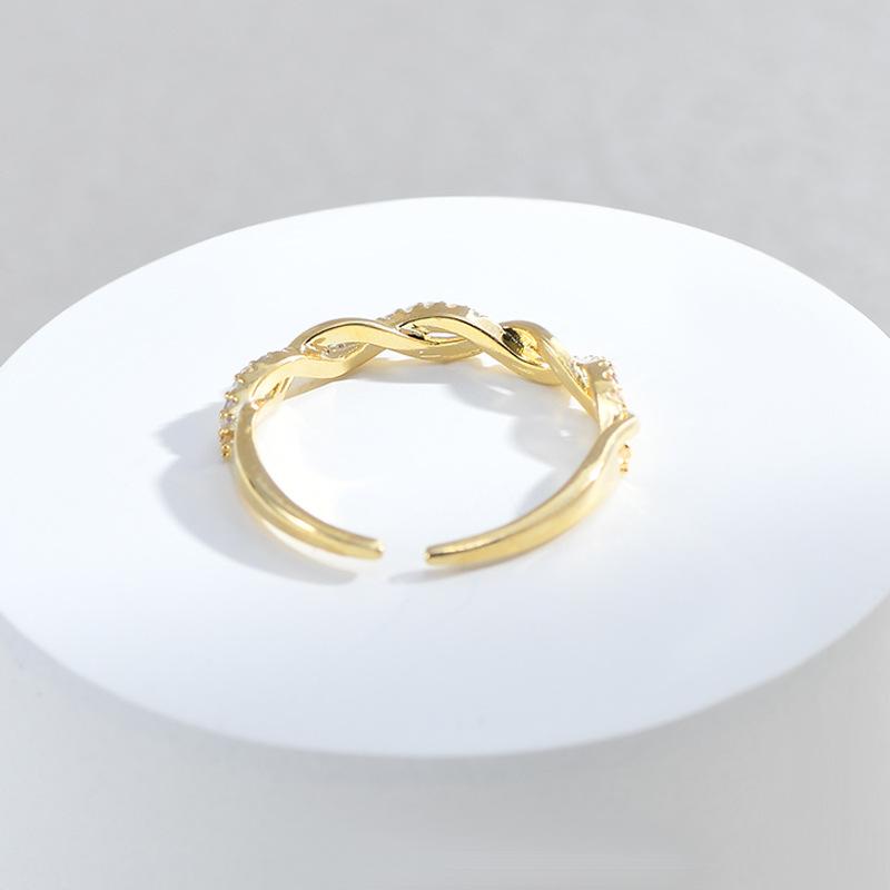 Регулируемое женское кольцо в стиле ретро Ins, персонализированное циркониевое кольцо, витое разомкнутое кольцо, нежное студенческое кольцо, ювелирные изделия для свадебной вечеринки