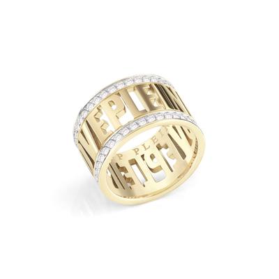 PLEIN Аксессуары Кольцо Philip Plein Ювелирные изделия PLEIN LOVE PJ1AA08R1 PLEIN LOVE IP Желтое золото Кольцо-браслет с кристаллами размер 50 Желтое золото Нержавеющая сталь