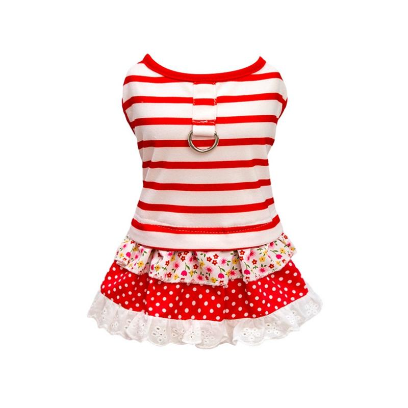 Костюм для собаки, юбка в полоску и горошек, весна-лето