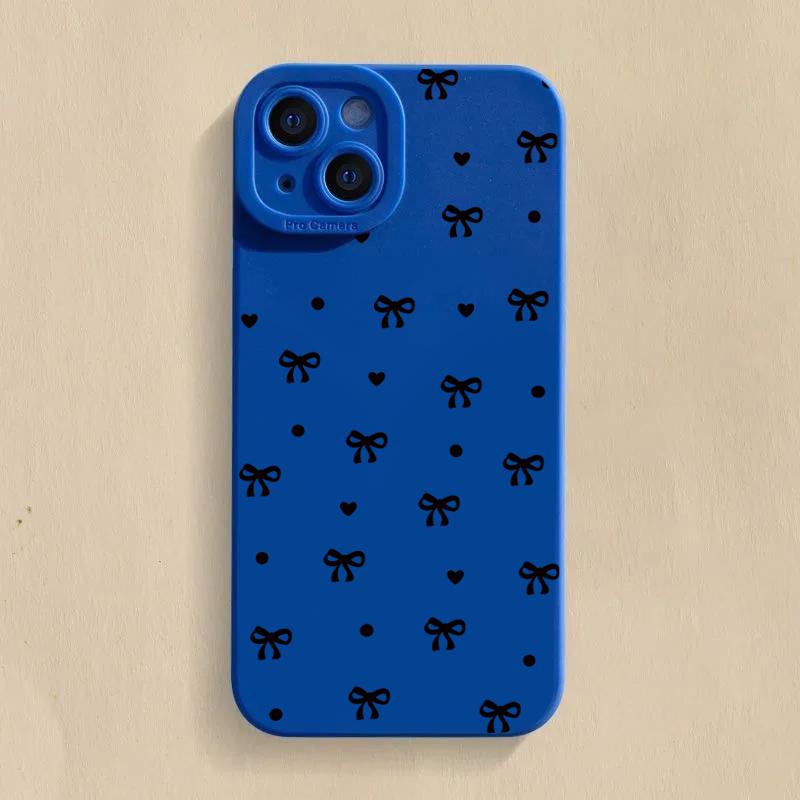 Black Bow Phone Case For iPhone 16 Pro Max 11 12 13 12 14 15 16 Pro X XR XS 7 8 Plus 16E SE 2020 Shockproof Silicone Soft Cover