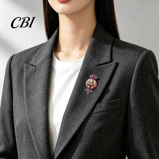Metal Badge Pin Halloween Rhinestone Pumpkin Candy Brooch, Men Women Alloy Lapel Pin, Sweater Cardigan Coat Clothing Accessories, Costume Jewelry