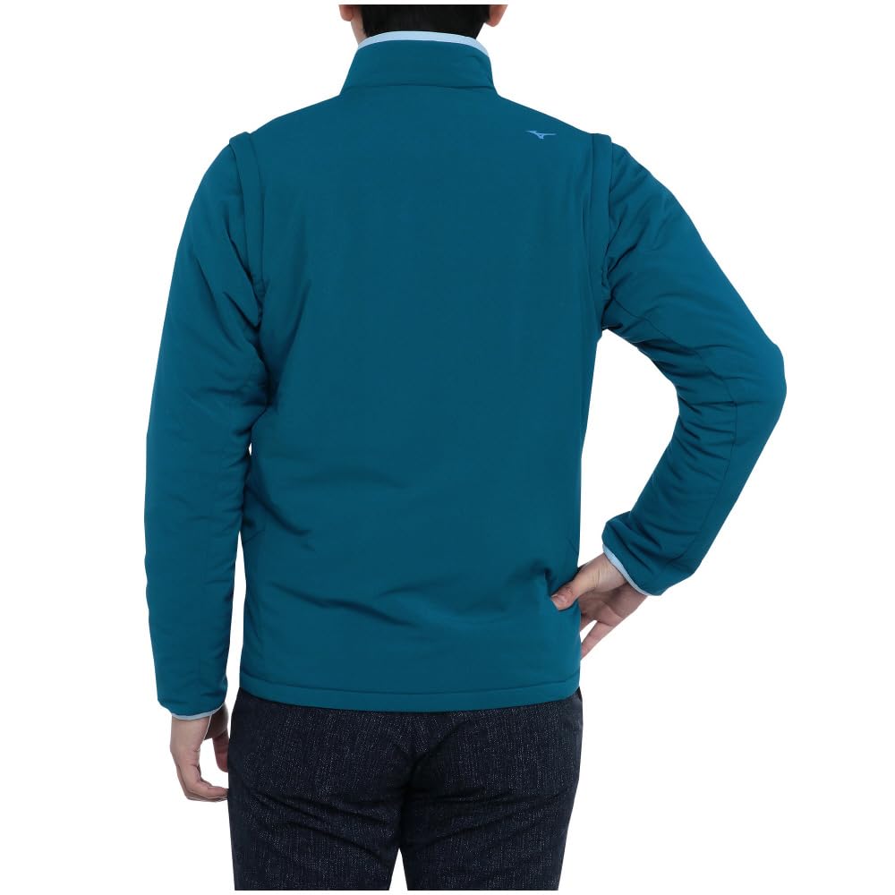 Mizuno Breath Thermo Golf Ink with Removable Sleeves and Mizuno Move Tech E2MEB506 Jacket, Men's, Blue, Heat-Generating Material,