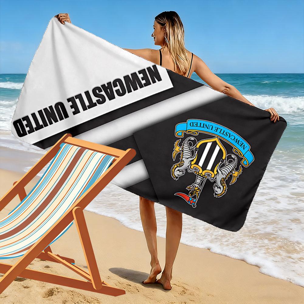 Large Beach Towel Newcastle United Black White, Quick Dry, Ultra Soft, Fade Resistant, for Soccer Gift