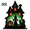 Black Cat Halloween Ornament Witch Wooden Table Centerpiece, Spooky Castle Standing Durable Silhouette Tabletop for Party, Desk Tiered Tray