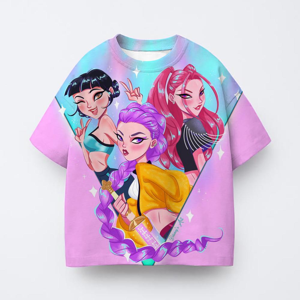 T-shirt Cartoon Print Fashion Girl Short Sleeve Children's Clothing Casual Comfortable Top T-shirt Girl
