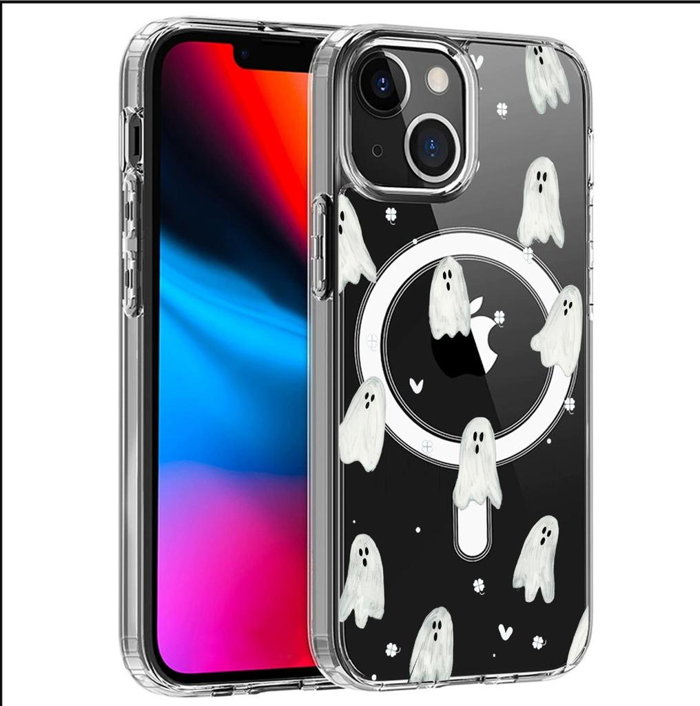 Прозрачный Милый Магнитный Чехол-Череп для iPhone 15/16/17 Pro Max – Полное Покрытие