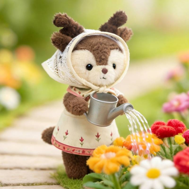 Assorted Farm Style Short Plush Stuffed Toy Bear Deer Sheep Cow Squirrel Kids Companion Doll