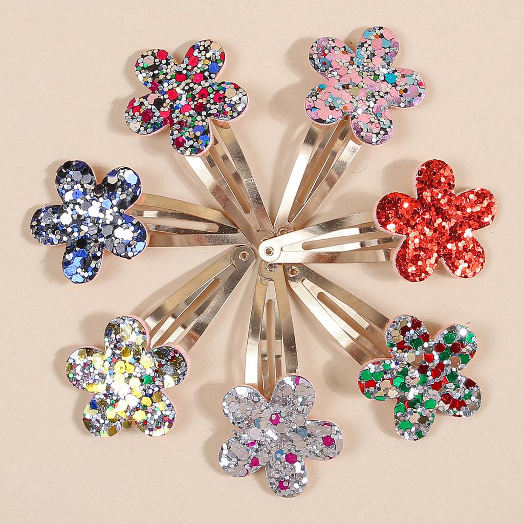 7/14pcs Cute Flower Hair Clips Girls Barrettes Clips Glitter Floral Hair Clip Hairpins Children Kids Women Hair Accessories