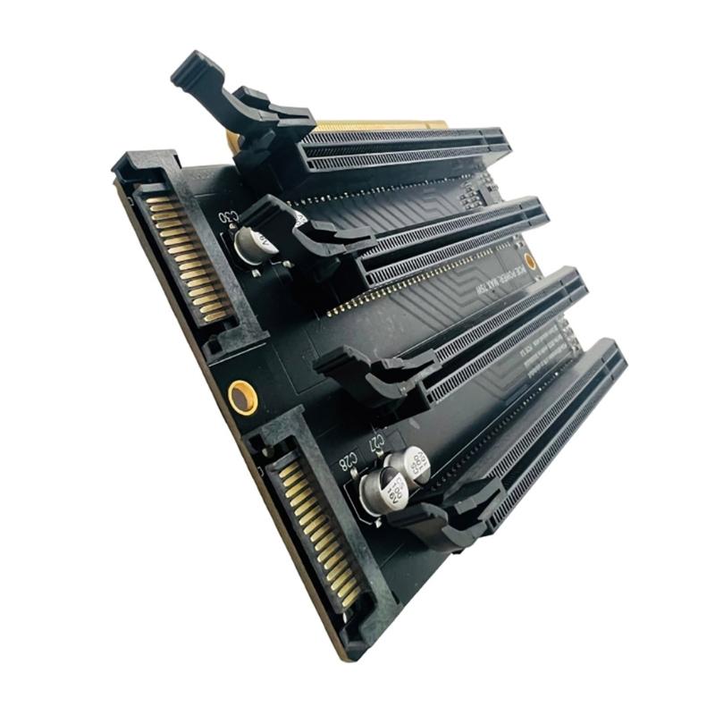 PCIe-Bifurcation x16 to x4x4x4x4 Плата расширения PCIE3.0 x16 1 to 4 Gen3 Адаптерная карта A Порт питания Раздельная карта ПК
