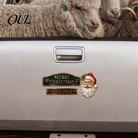 Festive Winter Car Styling 3Pcs Christmas Emblem Metal Badge, Santa Reindeer Snowman Gift for Enthusiasts Decorative Badge SUV Truck, Auto Exterior