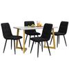 Table de salle à manger - 117 cm - 4 chaises en velours noir - Pieds dorés - Design moderne