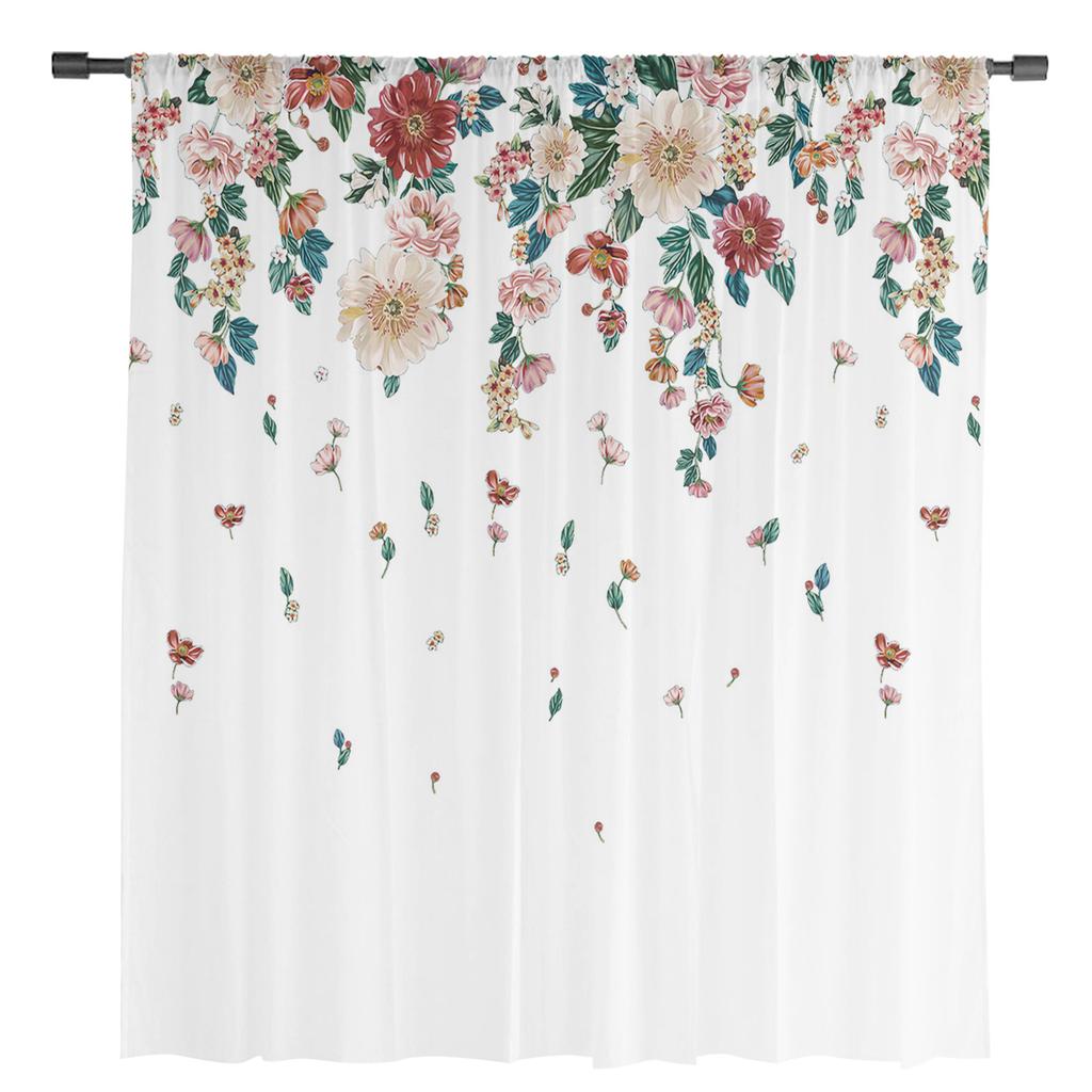 Летние растения цветы прозрачные шторы для гостиной кухни детской спальни вуаль подвесные шторы