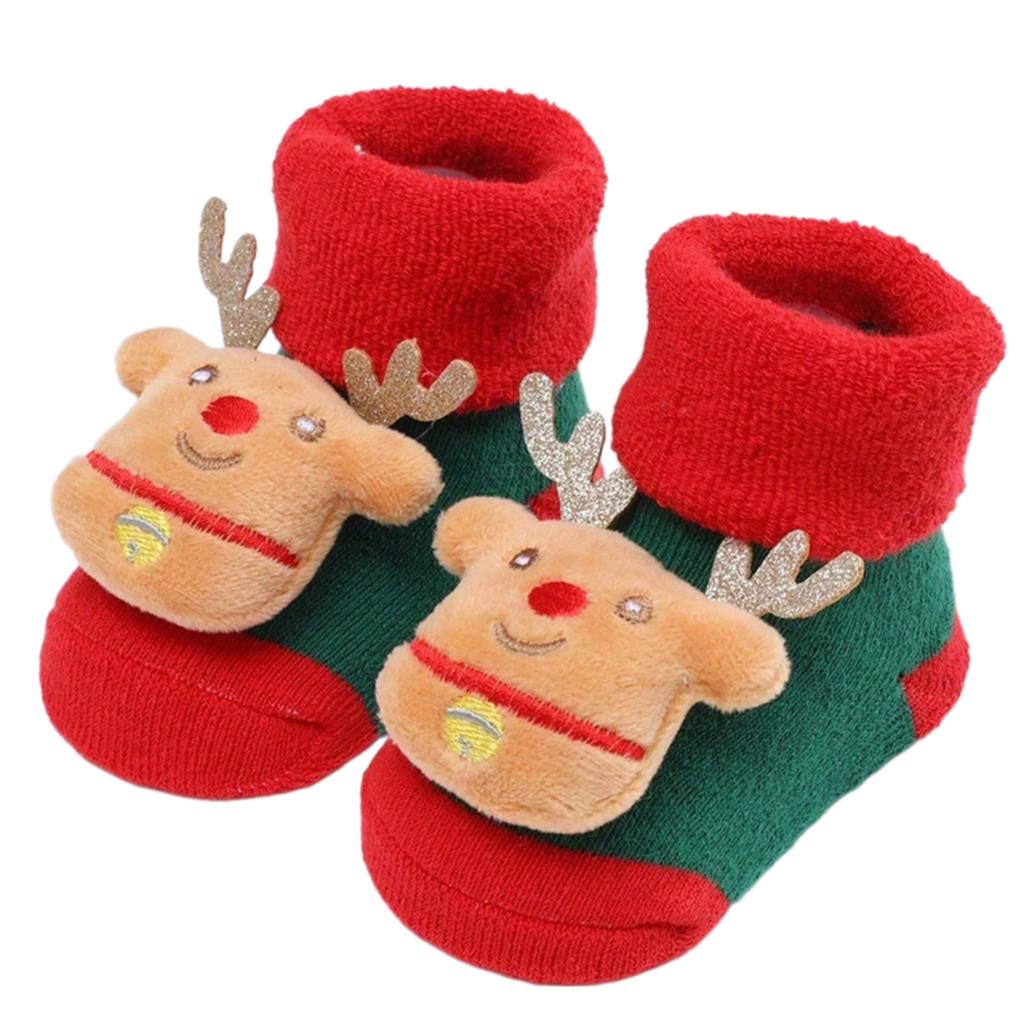 Terry Socks for Infants 0-12 Months Christmas Pattern Warm Cotton Socks Warm & Protective Socks for Indoor & Outdoor Use
