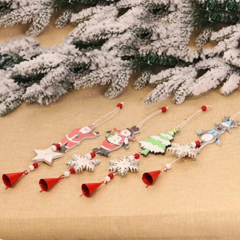 Украшение в рождественском стиле Деревянная елочная игрушка Колокольчик Подвеска Ручная работа DIY Деревянные поделки Детский подарок Декор для вечеринки