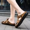 2025 New Casual Men's Soft Slippers Comfortable Men Summer Leather Sandals  Roman Summer Outdoor Beach Sandals Big Size 38-48