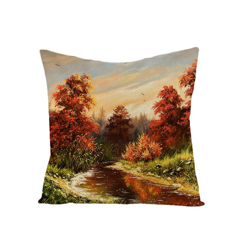 Retro-Style Autumn With Maple Leaves And Sunflowers Digital Printing Short Plush Pillow Covers For Car Sofa Office Cushion Cover