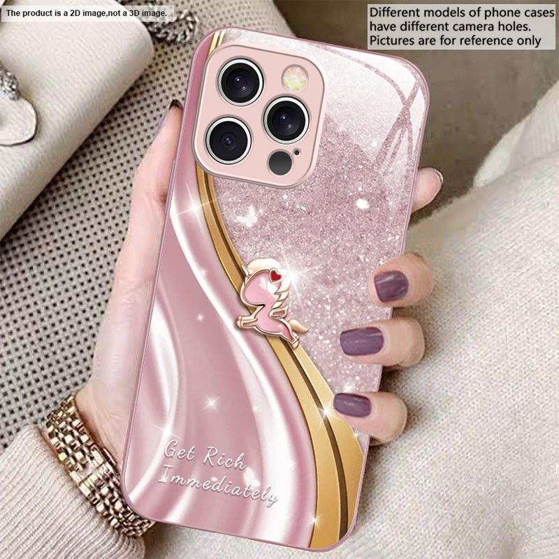 Мечтательный фиолетовый единорог Для iPhone 17 Air 16 E 15 14 13 Plus 12 mini 17 Pro Max 11Pro XR Xs 16E 7 8 11 Закаленное стекло Чехол для телефона