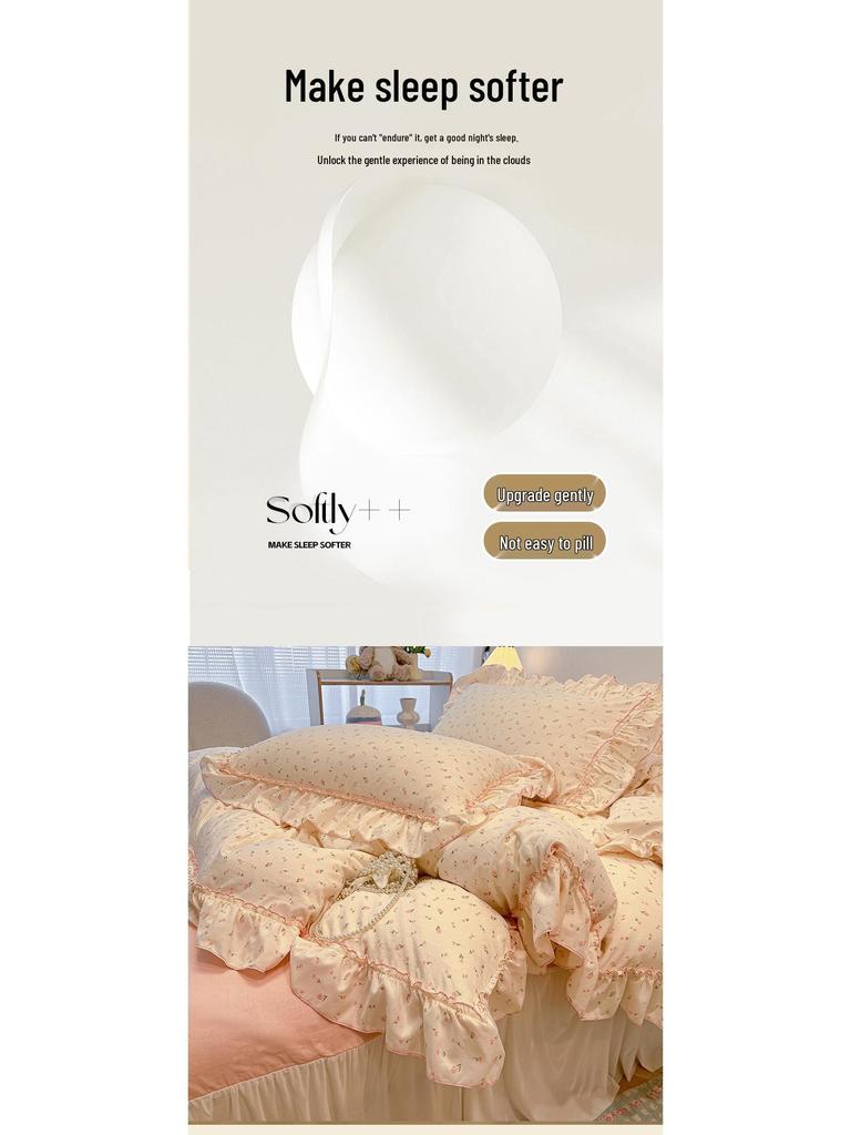 Romantic Lace Floral Cotton Bedding Set - Exquisite French-Korean Style