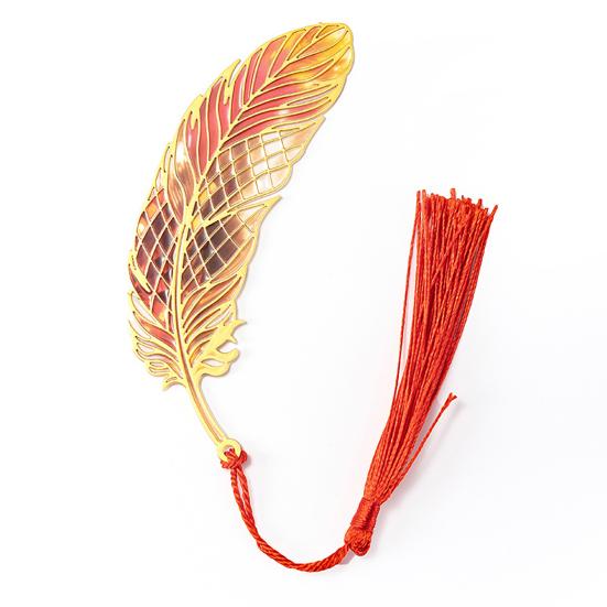 Металлическая закладка-перо с кисточкой Изделие из нержавеющей стали для страниц с эффектом радужного свечения Элегантный подарок для любителей книг Писателей Студентов