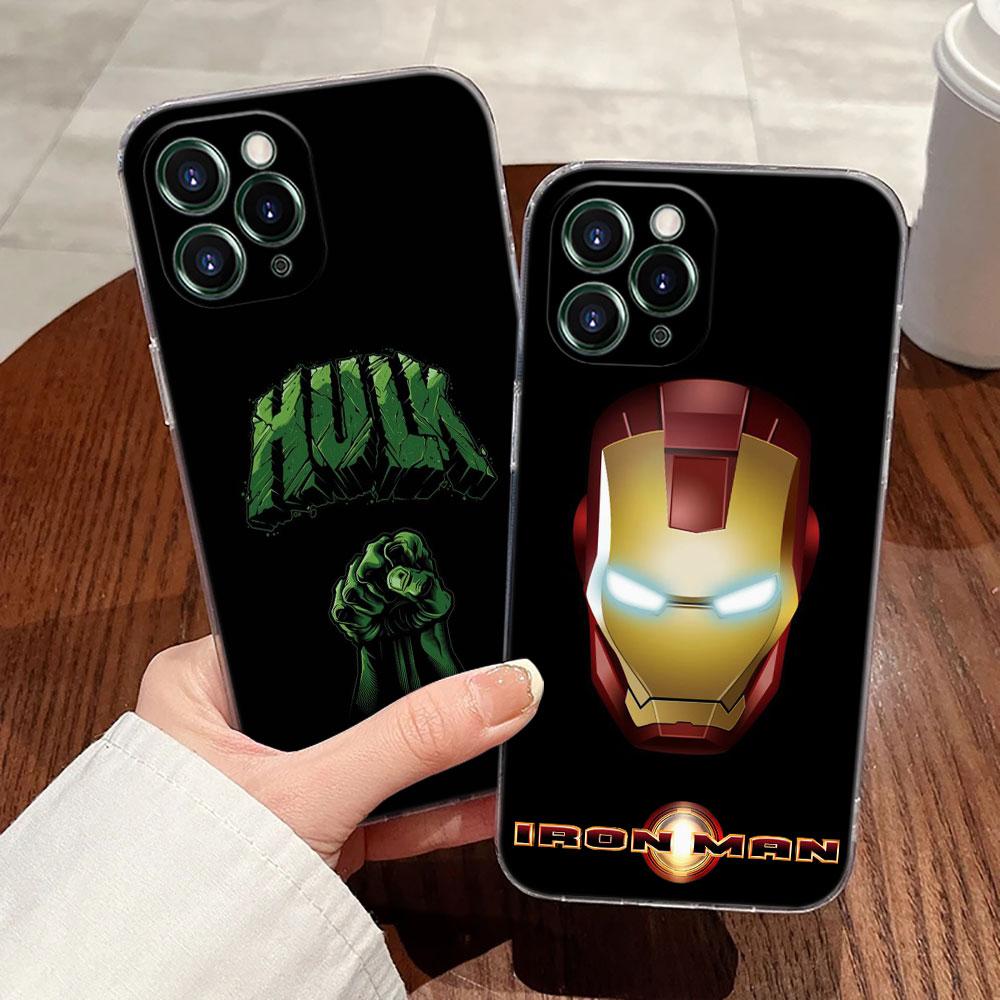 Marvel Капитан Америка США Железный Человек Халк Прозрачный Чехол для Телефона Для iPhone 17 Pro Max 17E 11 12 13 14 15 16 Pro Max Plus 17 Air 16E 7 X Чехол
