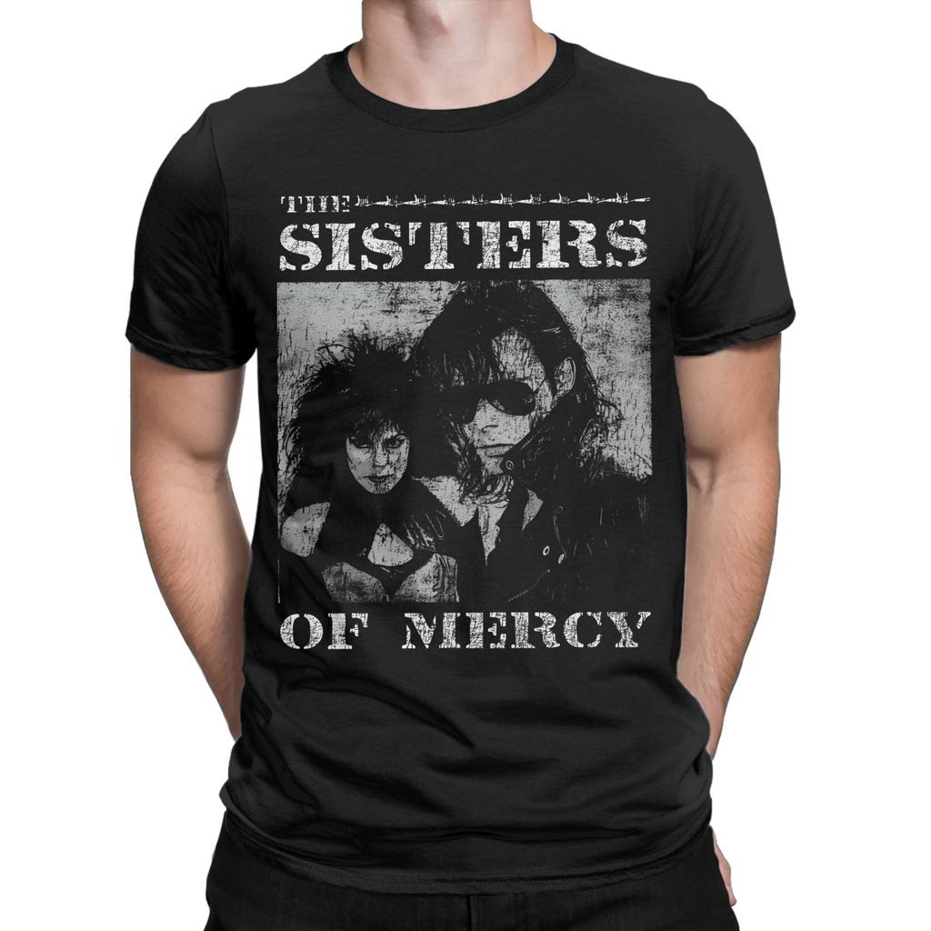 Vintage The Sisters of Mercy TShirt for Men Crew Neck Pure Cotton T Shirts Short Sleeve Tee Shirt Summer Clothes