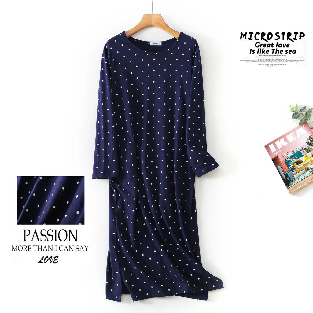 Plus Size Multi Colors Women Printing Nightdress for Spring and Autumn Long Sleeve Ladies Cute Sleepwear Long Style Nightgown