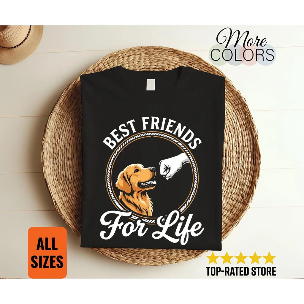 Golden Retriever Friends For Life T Shirt Dog Lover Pet Parent Puppy Owner Canine Friendship Apparel vintage Washed Stretched