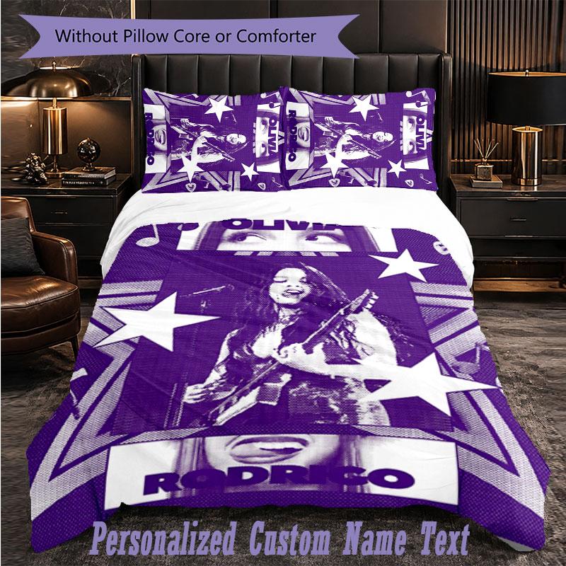 Personalized 3Pcs Bedding SetOlivia Rodrigo Custom Text Duvet Cover Pillowcase Set Bedroom Gift