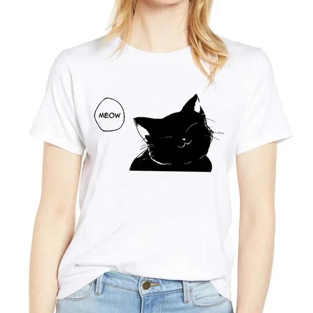 Womens White Tshirt ShortSleeved round Neck Fashion Dog Animal Print Harajuku Kawaii Top Casual Streetwear