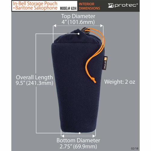 Protec Necked Baritone Saxophone Bell with Storage Pouch for Mouthpieces and Other Accessories (A314)