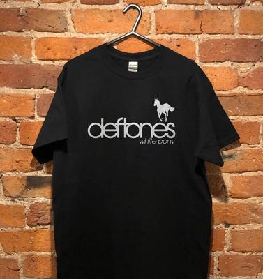 ГОРЯЧИЙ! Deftones White Pony Логотип Группы Черная Футболка из Плотного Хлопка