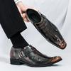 Trendy New Men's Pointed Punk Rivet Patent Leather Monk Strap Shoes Designer Formal Wedding Dress Homecoming Footwear Zapatos