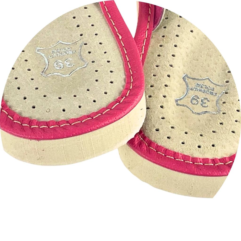 Women's leather slippers, pink house slippers 35