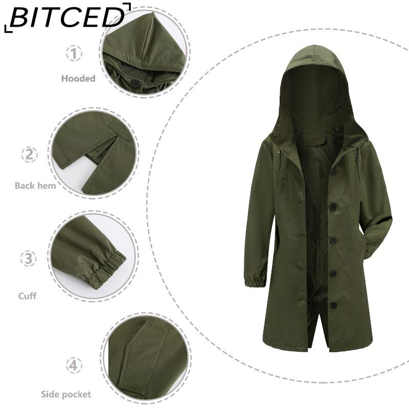 BITCED Осенне-зимний водоотталкивающий тренч с капюшоном, женское повседневное длинное пальто свободного кроя, больших размеров, верхняя одежда для улицы от дождя