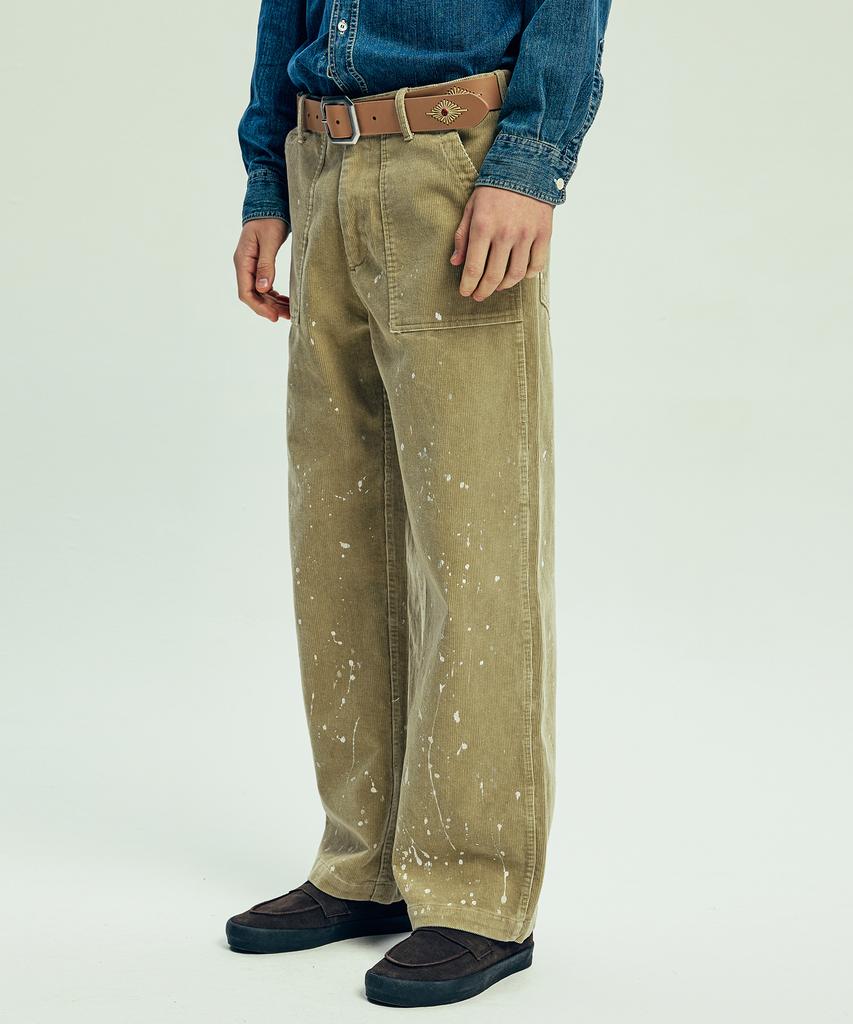KND Washed & Splatter Paint Corduroy Fatigue Pants Sand Beige