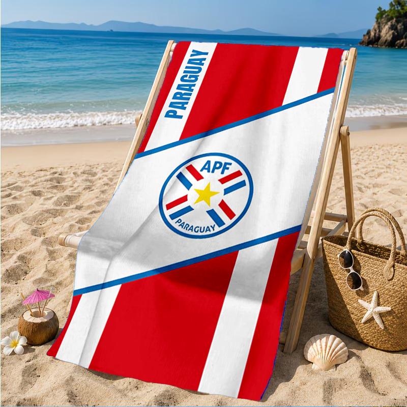 Paraguay Football Federation Emblem Beach Towel, Quick-drying, Easy to Care for, Suitable for Both Fitness and Beach Vacations,Sports Essential