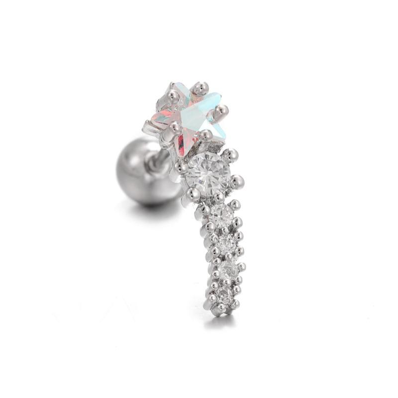 Новый дизайн, маленькие серьги-гвоздики из нержавеющей стали с цирконом, женские серьги-гвоздики с геометрической геометрией, спираль на козелок, хрящ, звезда, серьги, ювелирные изделия для пирсинга, 1 шт.