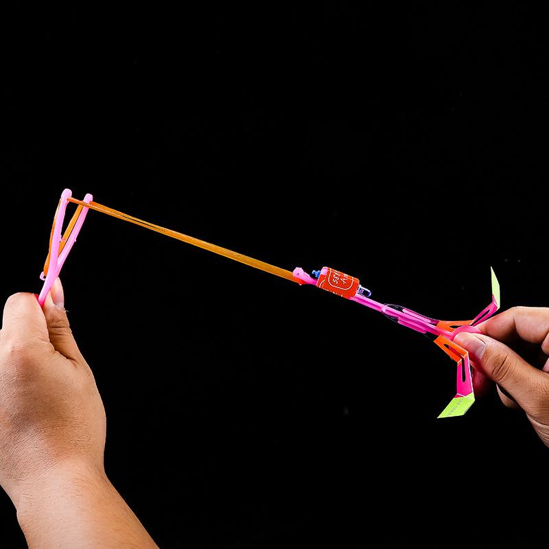 5Pcs Amazing Light Toy Arrow Helicopter Rotating Led Flying Toy Party Fun Gift Rubber Band Catapult for Children