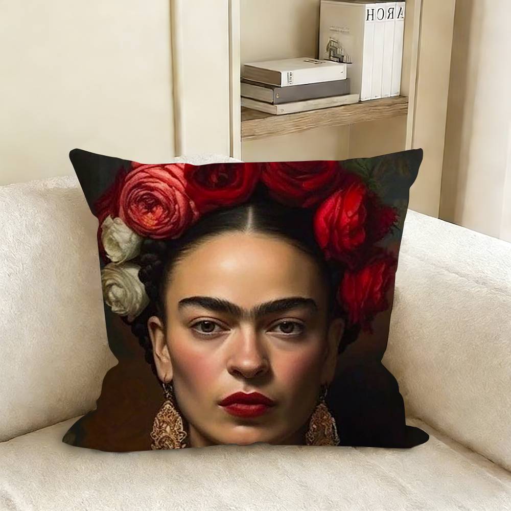 Art FFrida KKahlo Various Sizes Square Pillow Case For Car Home Bedchamber Decor