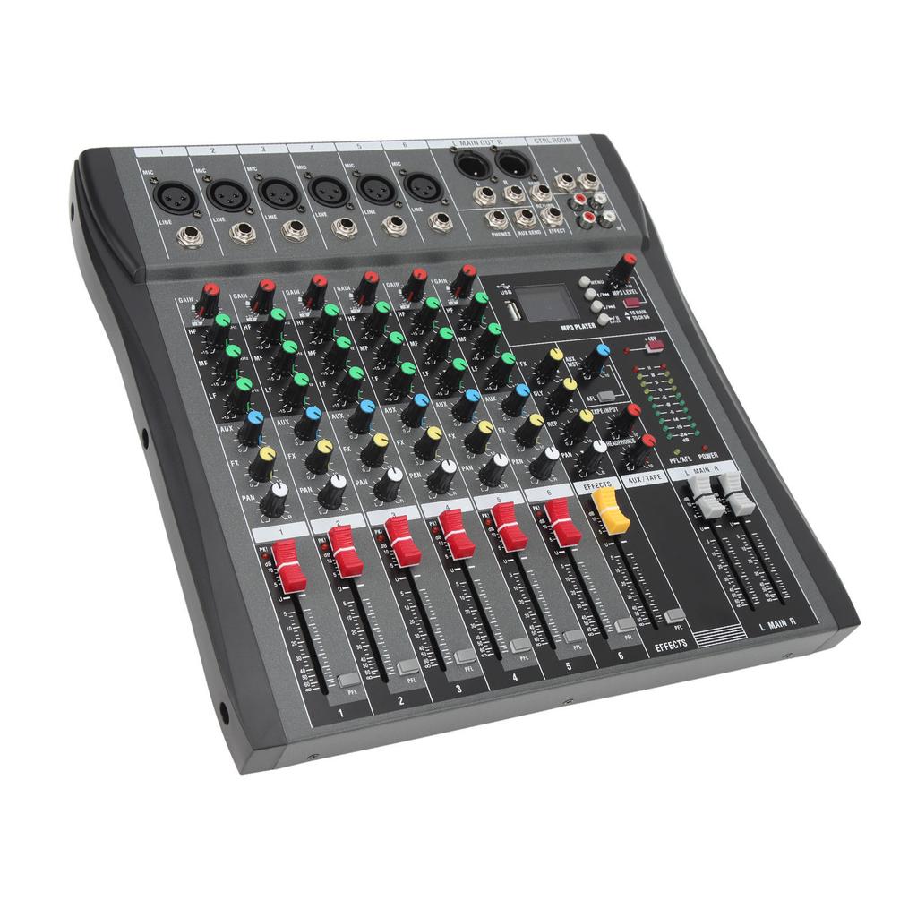 Аудиомикшер 6-канальный потоковый микшерный пульт звуковая панель для DJ студии AC100~240 В с Bluetooth