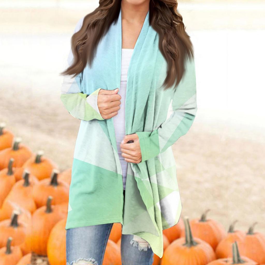 Женская модная повседневная куртка-кардиган средней длины с принтом